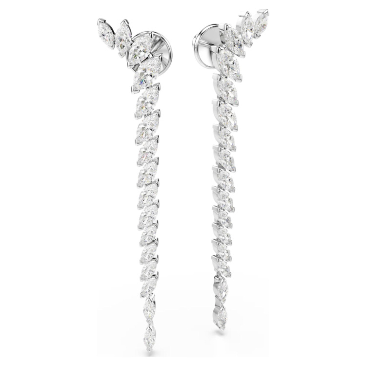 Mesmera earrings Marquise cut, White, Rhodium plated